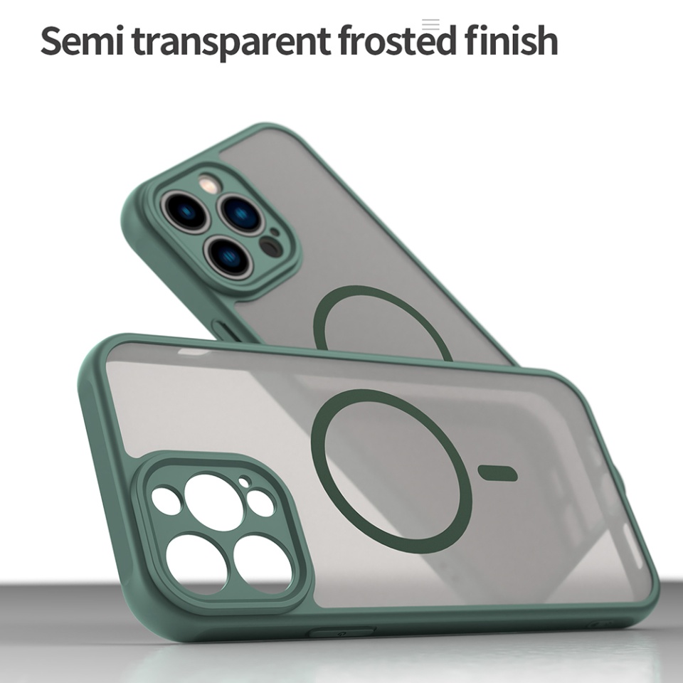 Husa pentru iPhone 13 Pro Max, SKYDDAR INNOVATION, HaloFrost MagSafe II, Antisoc, set cu sticker, Verde - 2 | YEO