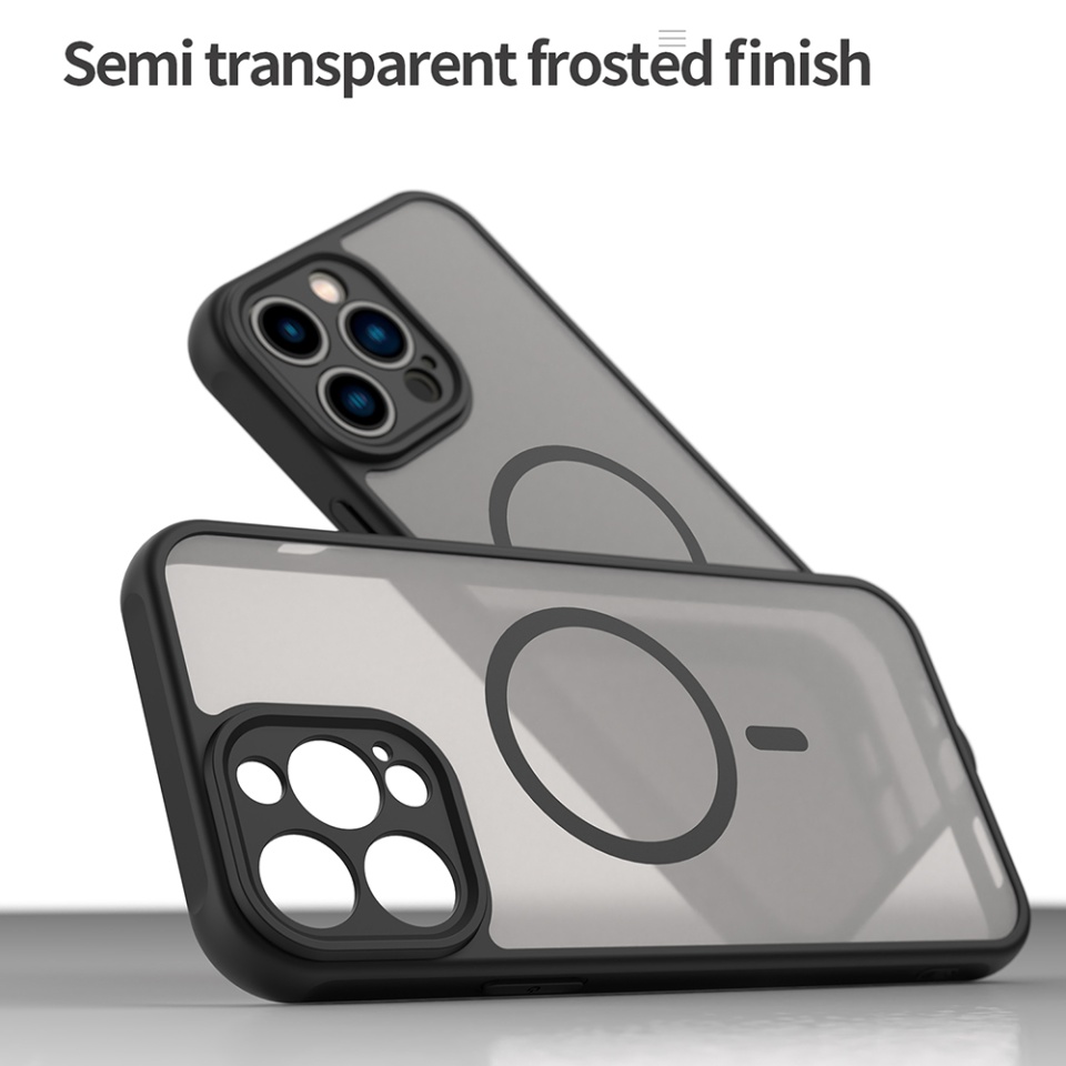 Husa pentru iPhone 13 Pro Max, SKYDDAR INNOVATION, HaloFrost MagSafe II, Antisoc, set cu sticker, Negru - 2 | YEO
