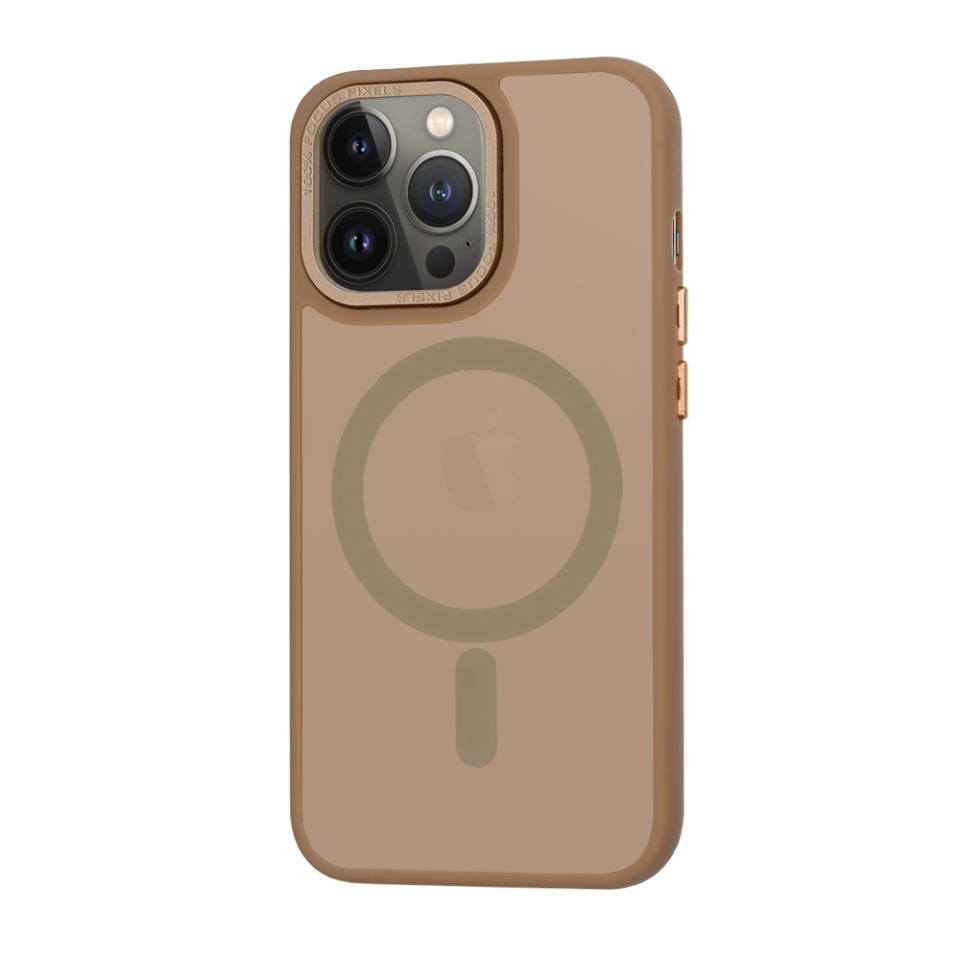 Husa pentru iPhone 13 Pro, SKYDDAR INNOVATION, HaloFrost MagSafe, Antisoc, set cu sticker, Maro - 2 | YEO