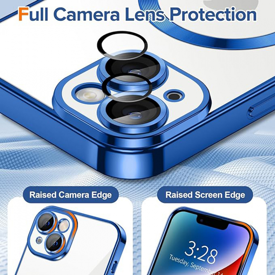 Husa pentru iPhone 14 Plus cu Magsafe integrat, SKYDDAR Luxury Shield - Albastru - 3 | YEO