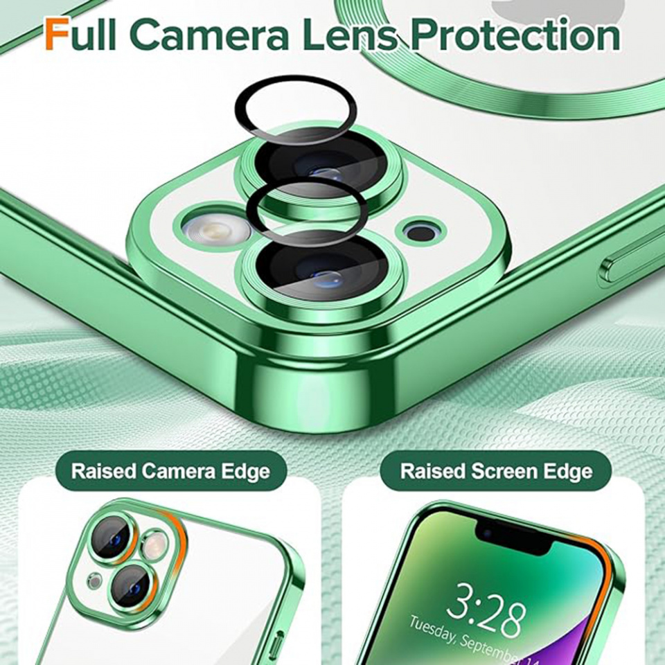 Husa pentru iPhone 14 Plus cu Magsafe integrat, SKYDDAR Luxury Shield - Verde deschis - 3 | YEO