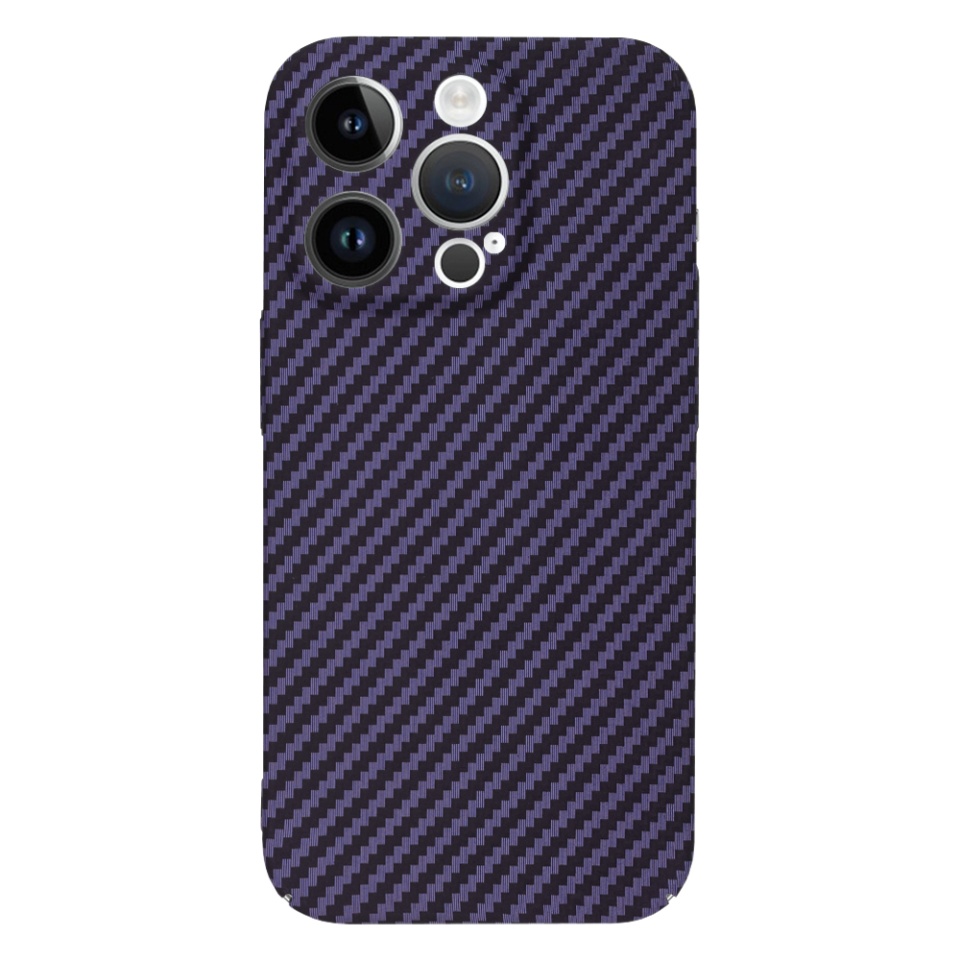 Husa pentru iPhone 14 Pro, Finisaj Premium cu Textura de Carbon, Design Elegant, SKDR CarbonFlex - Mov - 2 | YEO