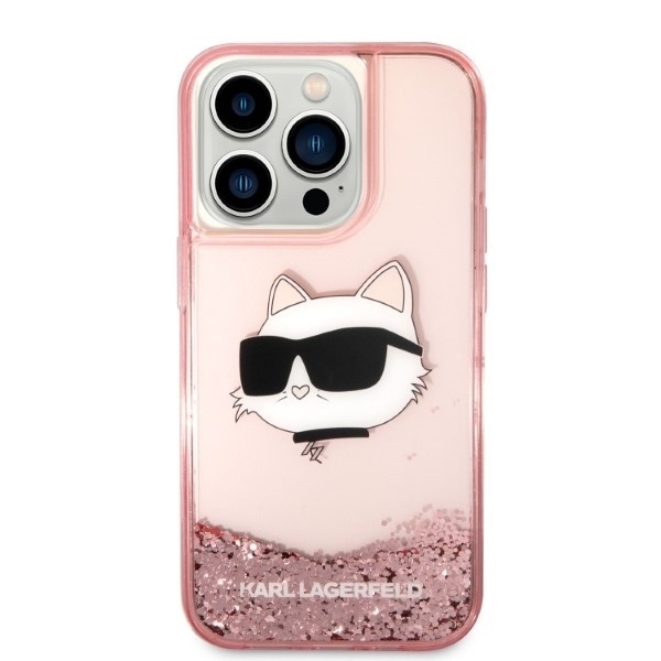 Husa pentru iPhone 14 Pro, Hardcase Glitter, Karl Lagerfeld, Roz - 2 | YEO