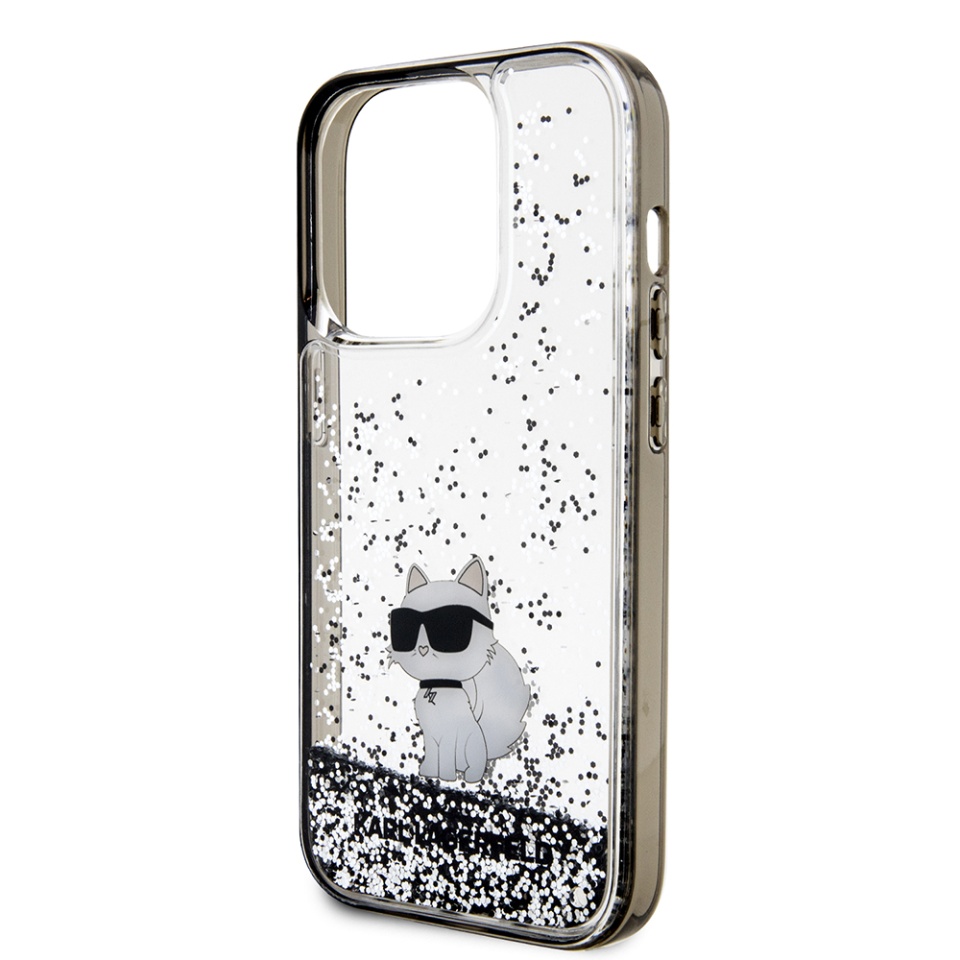 Husa pentru iPhone 14 Pro, Hardcase Liquid Glitter, Karl Lagerfeld - Negru Sclipici - 1 | YEO