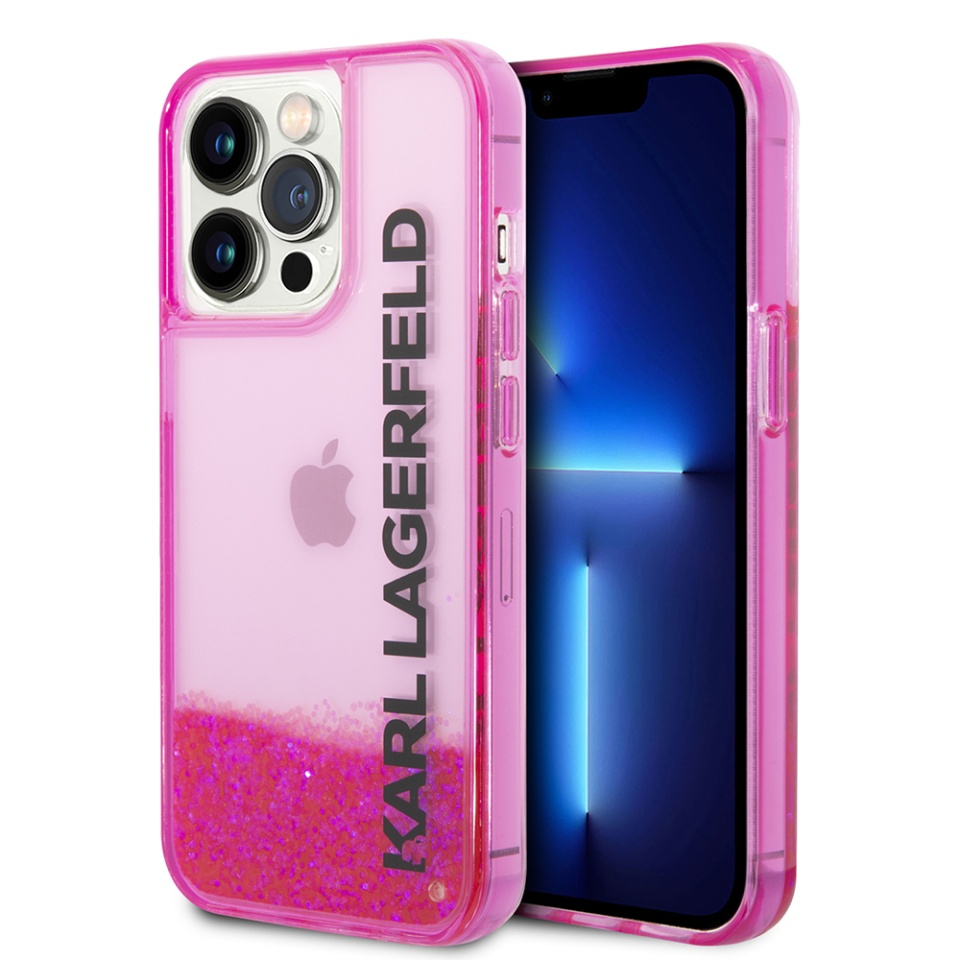 Husa pentru iPhone 14 Pro, Hardcase Liquid Glitter, Karl Lagerfeld - Roz