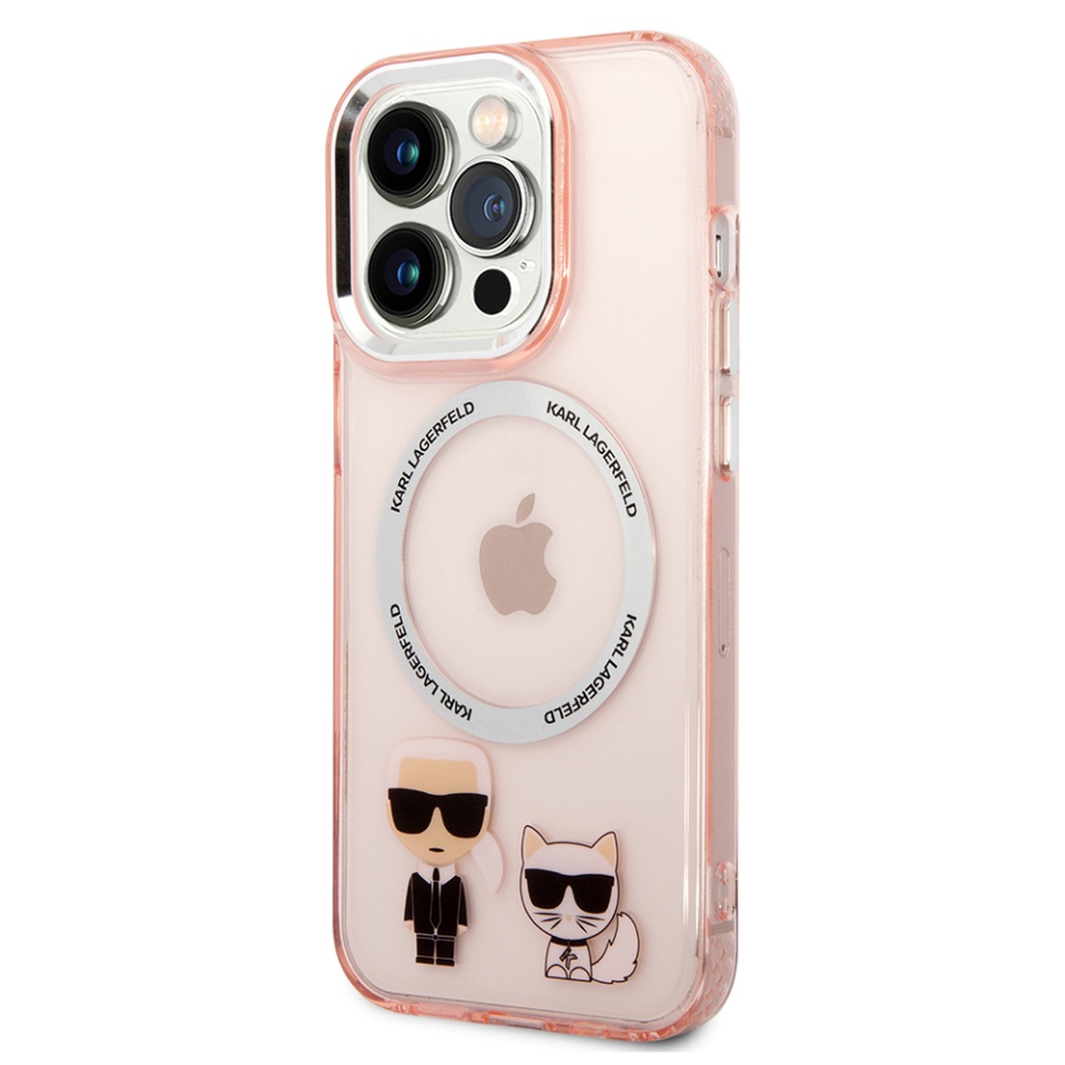 Husa pentru iPhone 14 Pro, Karl Lagerfeld, Hardcase MagSafe, Roz - 3 | YEO