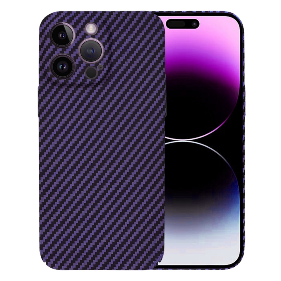 Husa pentru iPhone 14 Pro Max, Finisaj Premium cu Textura de Carbon, Design Elegant, SKDR CarbonFlex - Mov