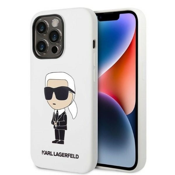 Husa pentru iPhone 14 Pro, Silicone, Karl Lagerfeld, Alb