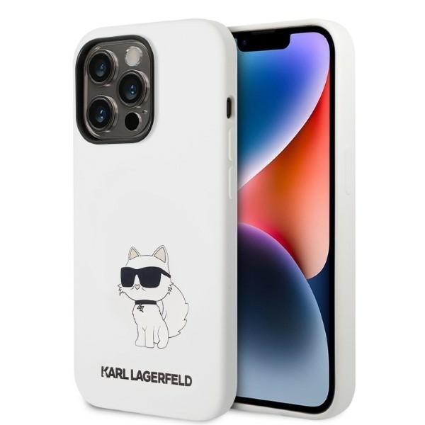 Husa pentru iPhone 14 Pro, Silicone MagSafe, Karl Lagerfeld - Alb