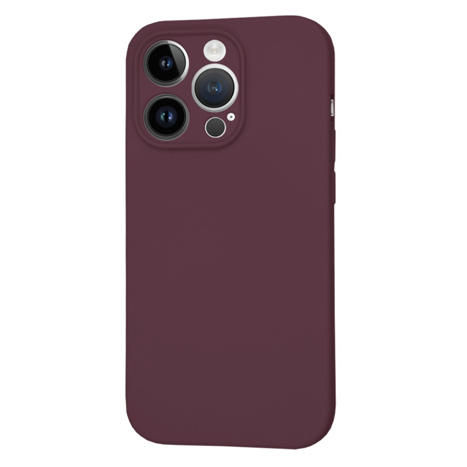 Husa pentru iPhone 14 Pro, SKYDDAR INNOVATION, din Silicon Catifelat, SoftFlex Magsafe, Bordo, set cu sticker - 1 | YEO