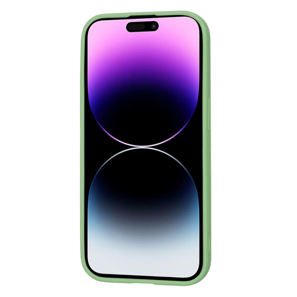 Husa pentru iPhone 14 Pro, SKYDDAR INNOVATION, din Silicon Catifelat, SoftElegance , Verde deschis, set cu sticker - 1 | YEO