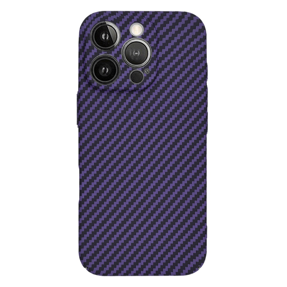 Husa pentru iPhone 14 Pro, SKYDDAR INNOVATION, textura carbon, Carbonite FiberShell, Mov, set cu sticker - 2 | YEO