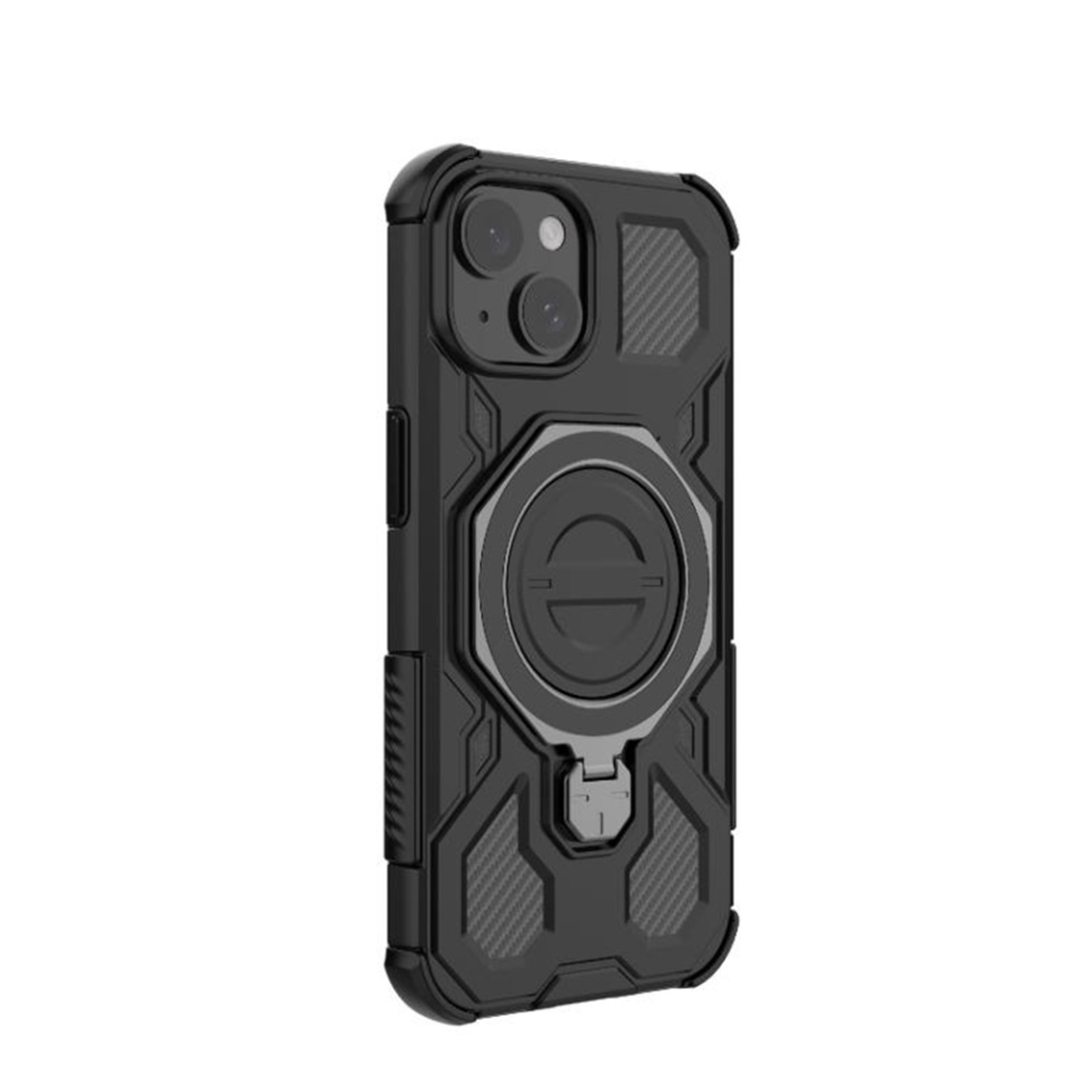 Husa pentru iPhone 15, Antisoc, SKYDDAR INOVATION, Carbon Shield PRO, Magsafe, set cu sticker, Fumuriu - 3 | YEO