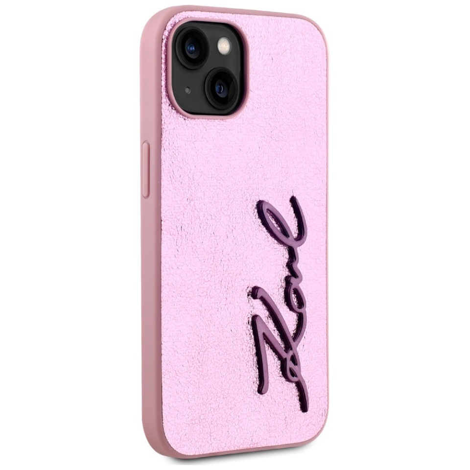 Husa pentru iPhone 15, Hardcase Leather, Karl Lagerfeld, Roz - 1 | YEO