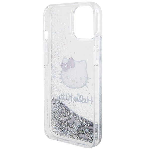 Husa pentru iPhone 15, Hardcase Liquid Glitter, Hello Kitty - Argintiu - 2 | YEO
