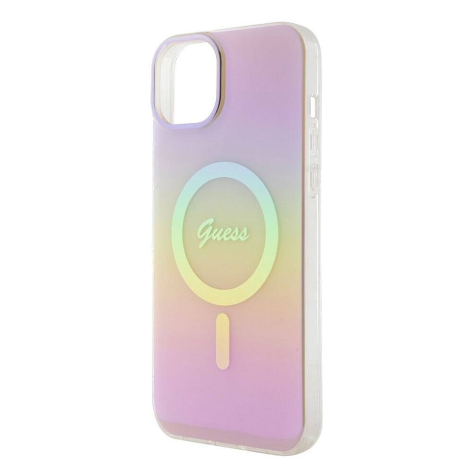 Husa pentru iPhone 15 IML Iridescent MagSafe, Guess - Roz - 2 | YEO