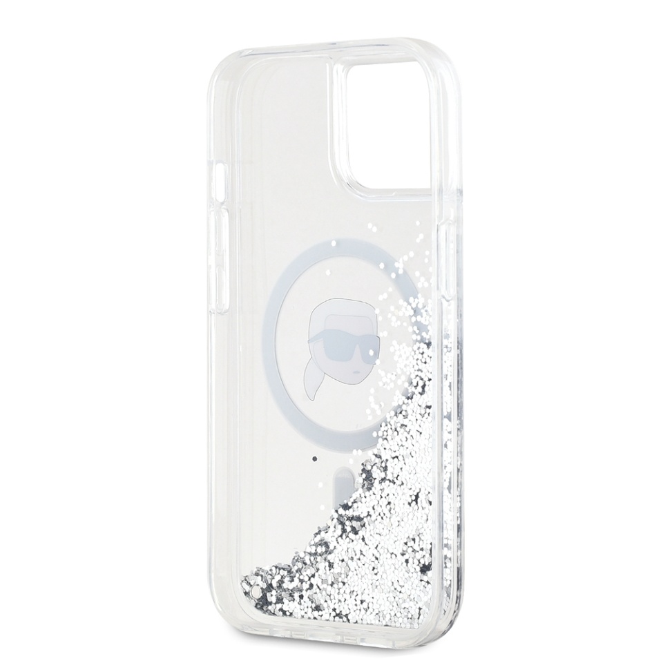 Husa pentru iPhone 15, Liquid Glitter MagSafe, Karl Lagerfeld - Transparenta - 3 | YEO