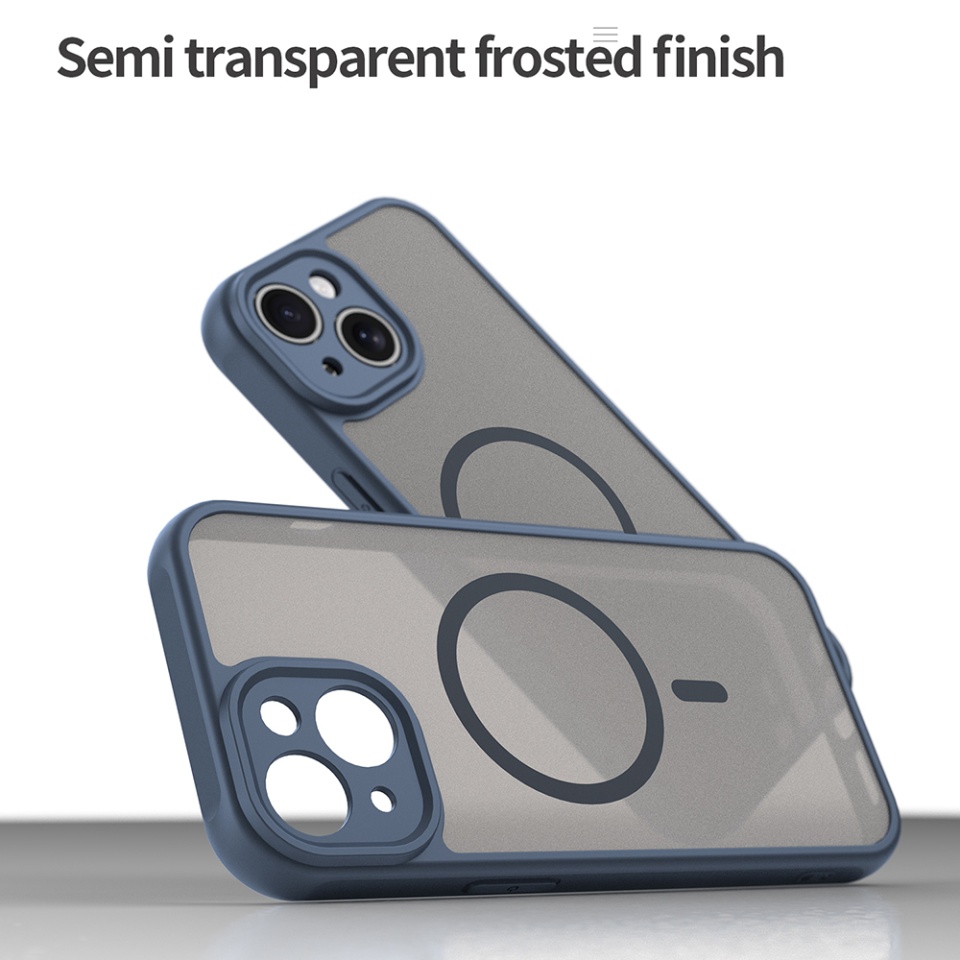 Husa pentru iPhone 15 Plus, SKYDDAR INNOVATION, HaloFrost MagSafe II, Antisoc, set cu sticker, Bleumarin - 2 | YEO