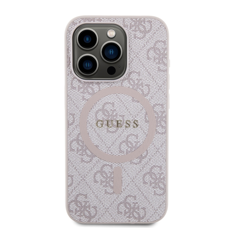 Husa pentru iPhone 15 Pro, 4G Collection Leather MagSafe, Guess - Roz - 2 | YEO
