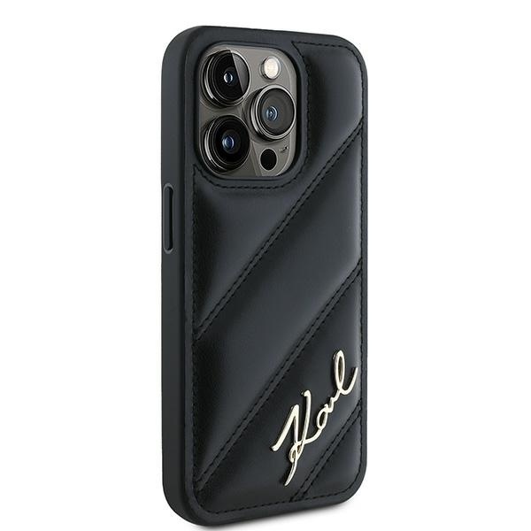 Husa pentru iPhone 15 Pro, Diagonal Quilted Script, Karl Lagerfeld - Negru - 2 | YEO