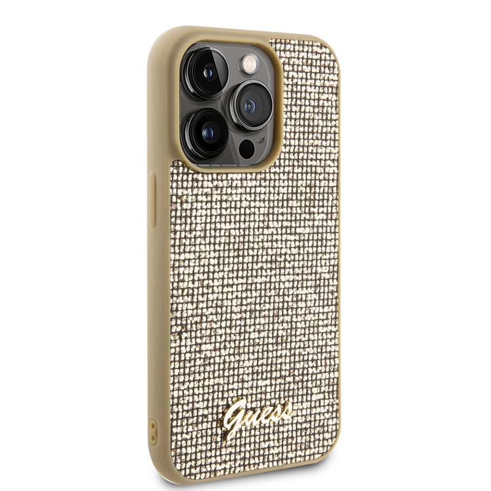 Husa pentru iPhone 15 Pro, Disco Metal Logo, Guess, Auriu - 2 | YEO