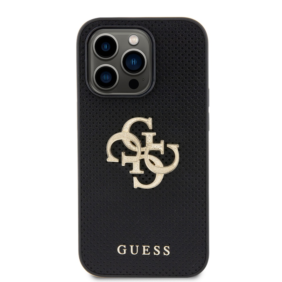 Husa pentru iPhone 15 Pro, Guess Perforata Logo 3D, Design Slim, Negru - 1 | YEO