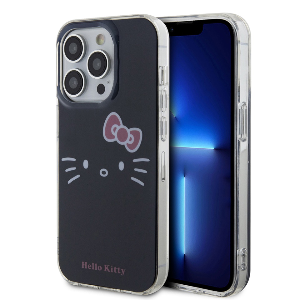 Husa pentru iPhone 15 Pro, Hardcase IML, Hello Kitty - Negru
