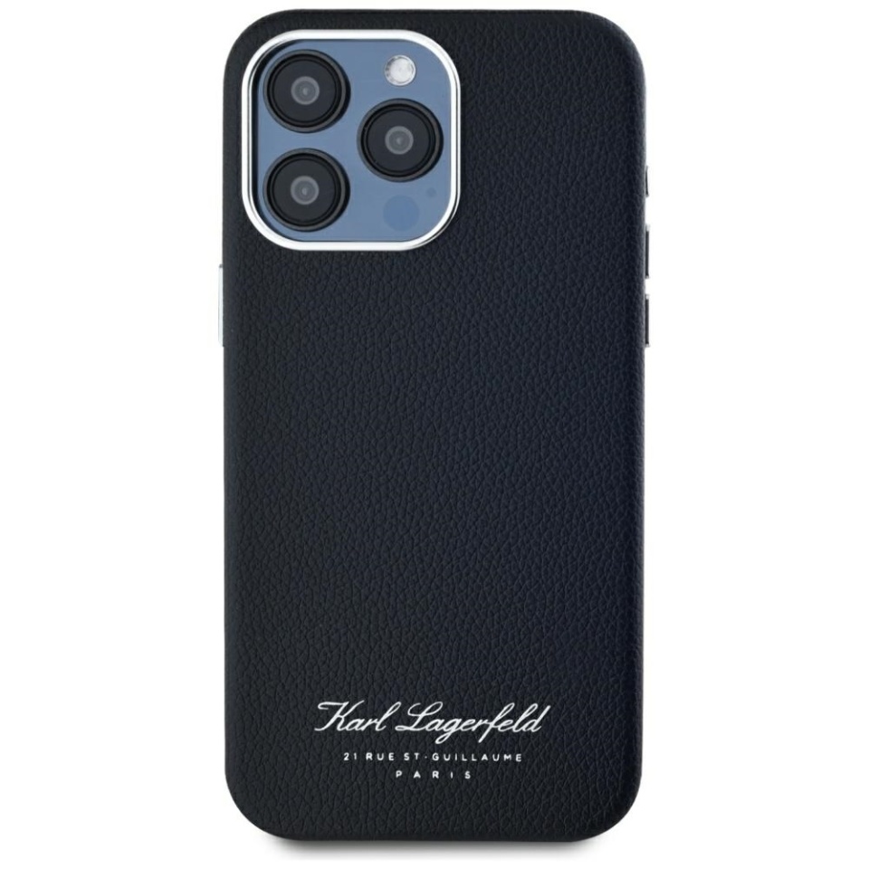 Husa pentru iPhone 15 Pro, Hardcase Leather Monogram, Karl Lagerfeld, Negru - 2 | YEO