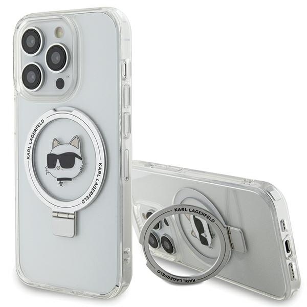 Husa pentru iPhone 15 Pro, Hardcase Ring Stand MagSafe, Karl Lagerfeld - Alb