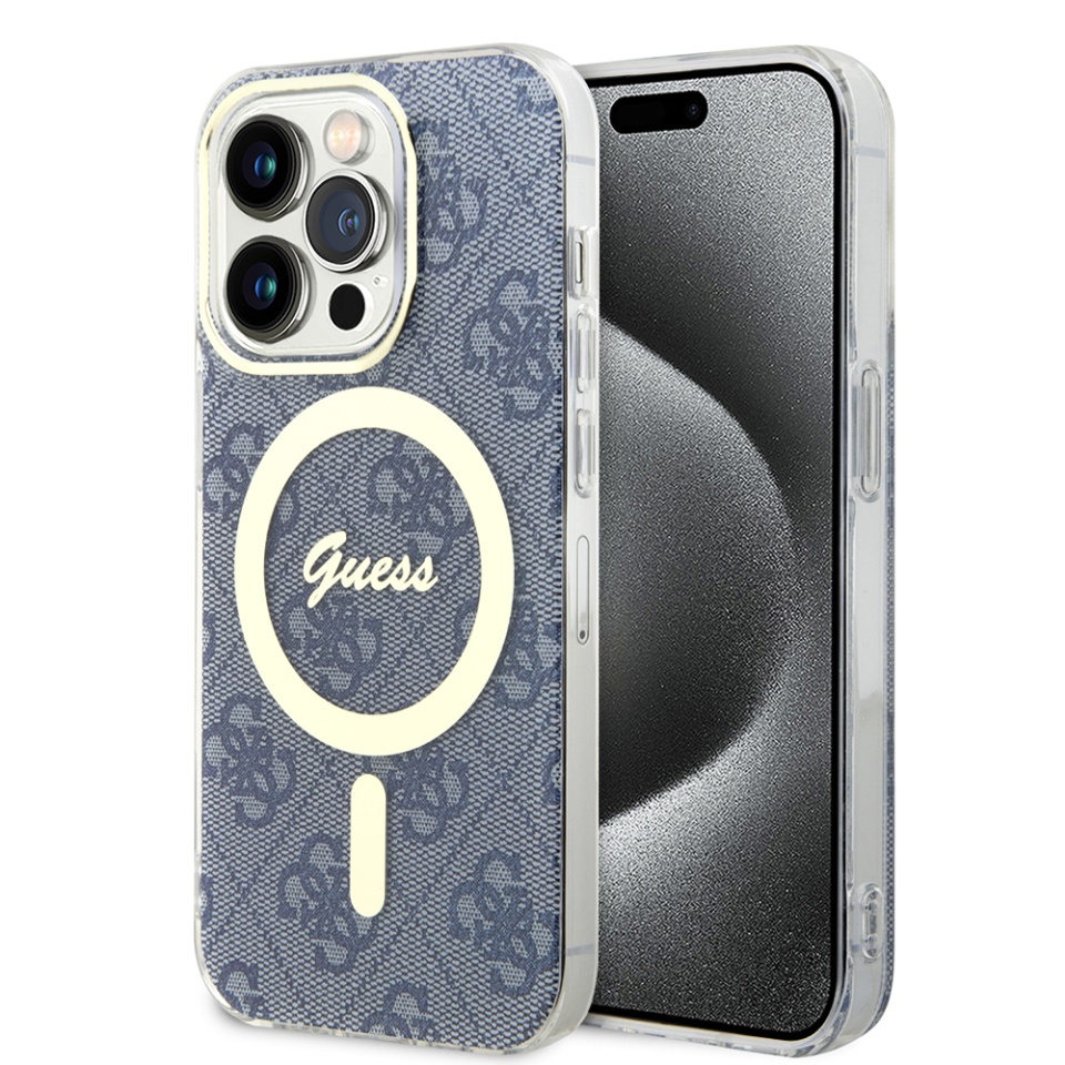 Husa pentru iPhone 15 Pro, IML 4G MagSafe, Guess - Albastru