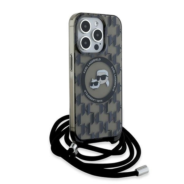 Husa pentru iPhone 15 Pro, Karl Lagerfeld, IML Crossbody MagSafe, Monogram Karl&Choupette Head - 3 | YEO