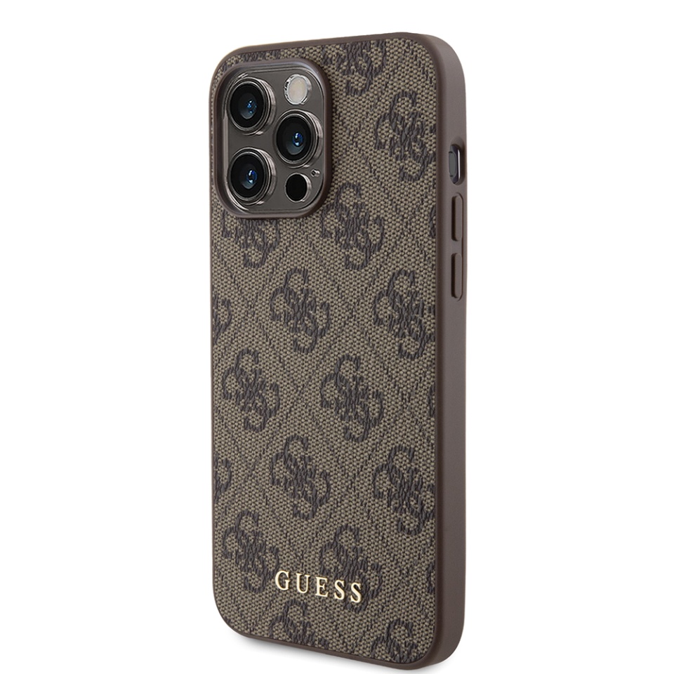 Husa pentru iPhone 15 Pro Max, Guess, Hardcase 4G Metal Gold Logo, Maro - 2 | YEO