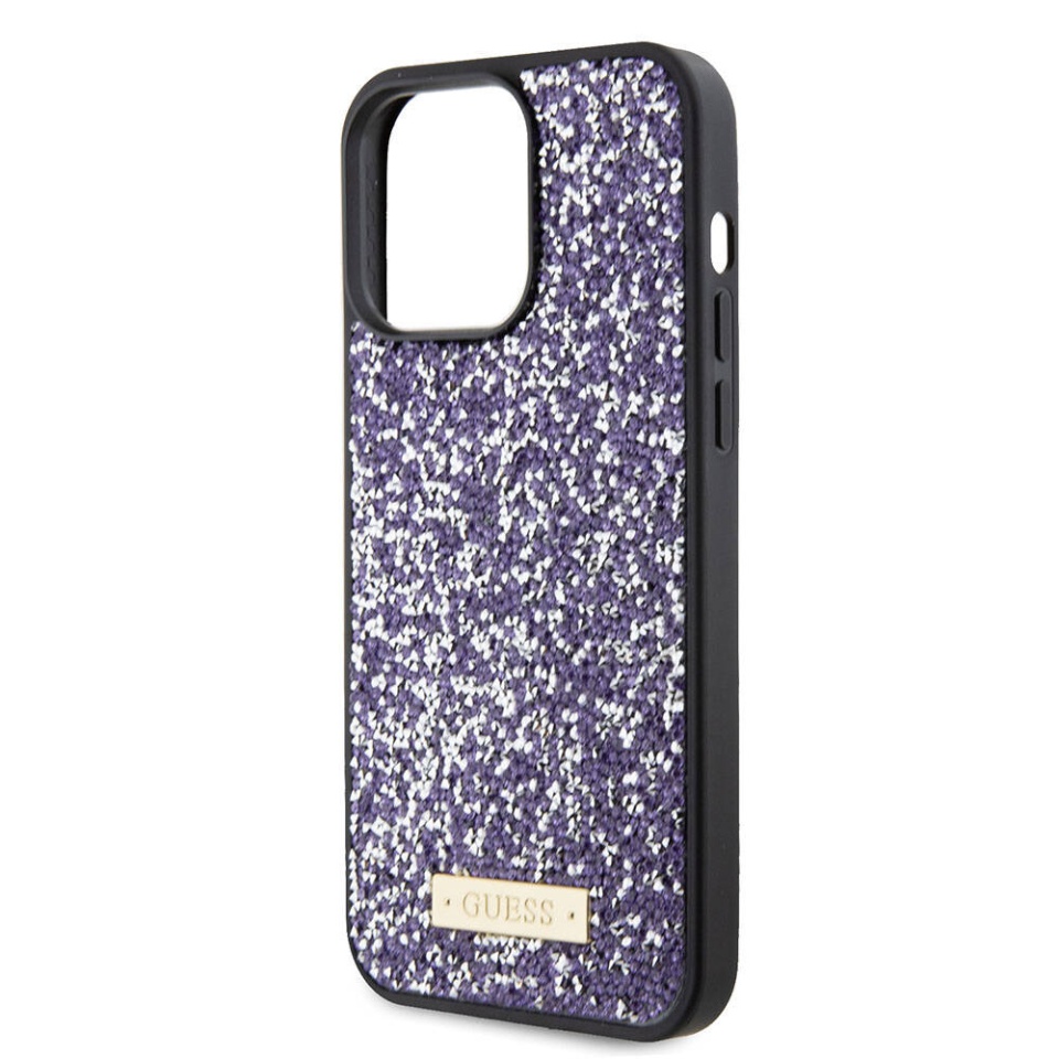 Husa pentru iPhone 15 Pro Max, Rhinestone Metal Logo, Guess, Mov - 3 | YEO