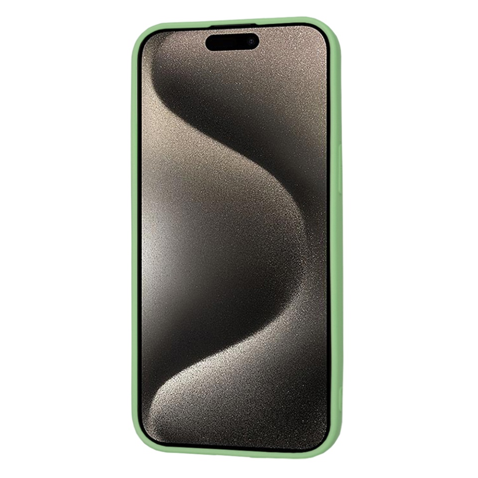 Husa pentru iPhone 15 Pro Max, SKYDDAR INNOVATION, din Silicon Catifelat, SoftElegance , Verde deschis, set cu sticker - 1 | YEO