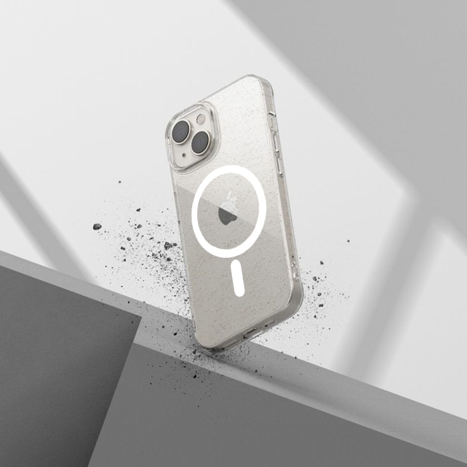 Husa pentru iPhone 15 Pro Max, SKYDDAR INNOVATION, SparkleSkin Magsafe, din Silicon TPU cu Sclipici, Design Elegant si Ultra Subtire, Transparenta, set cu sticker - 2 | YEO