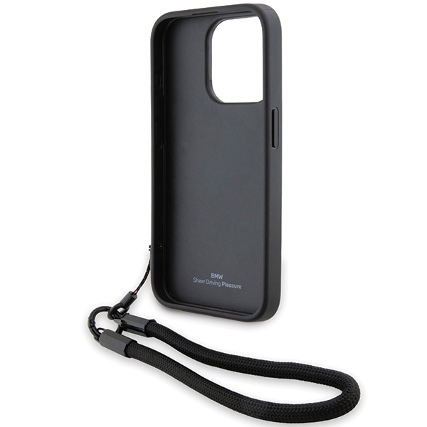 Husa pentru iPhone 15 Pro, Signature Leather Wordmark Cord, BMW - Negru mat - 1 | YEO