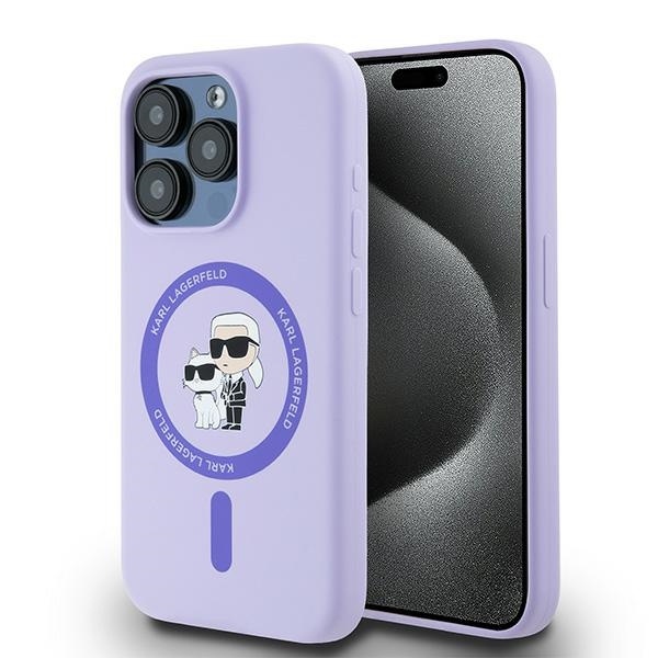 Husa pentru iPhone 15 Pro, Silicone MagSafe, Karl Lagerfeld - Mov