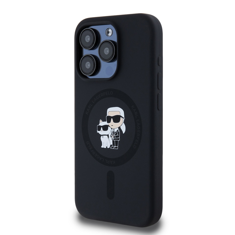 Husa pentru iPhone 15 Pro, Silicone MagSafe, Karl Lagerfeld - Negru - 1 | YEO