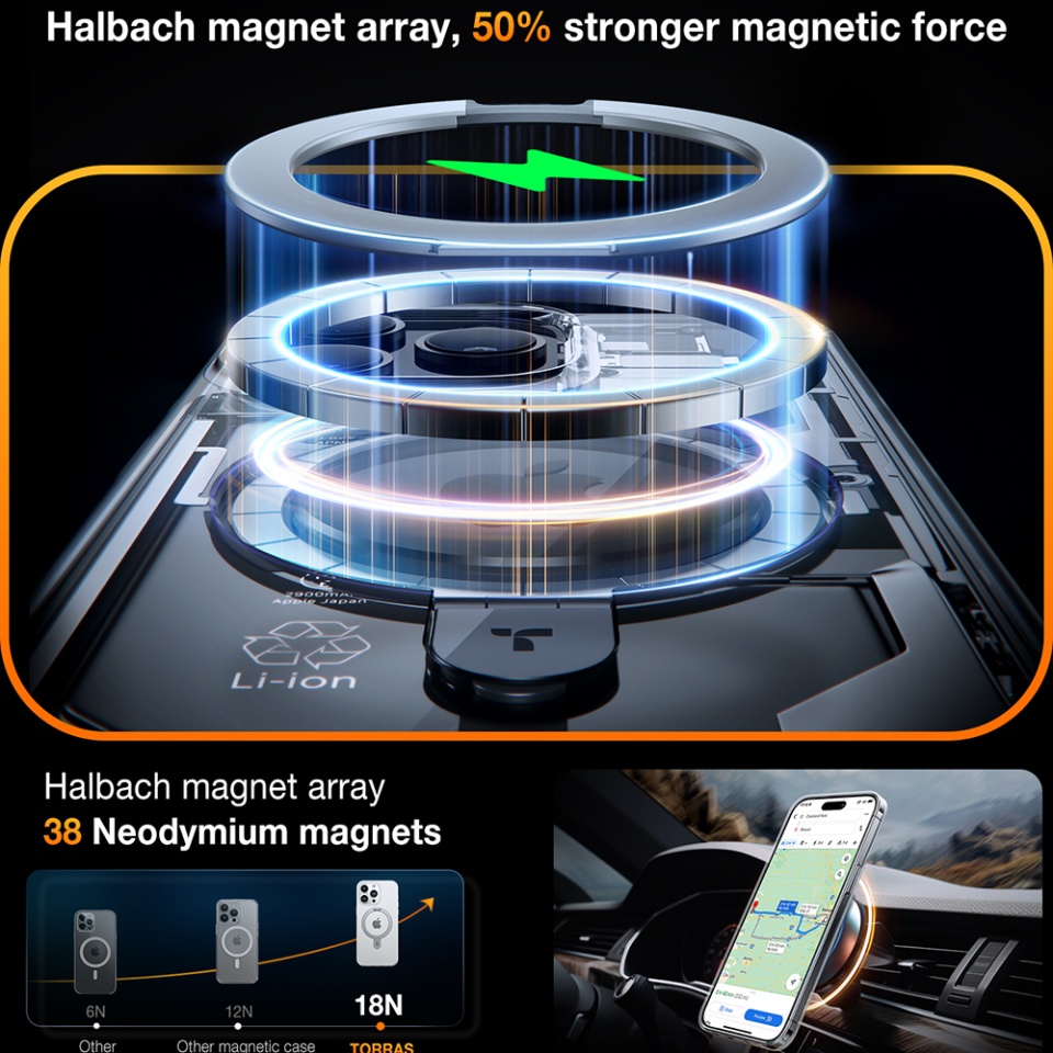 Husa pentru iPhone 15 Pro, Torras Ostand MagSafe, Transparenta - 2 | YEO