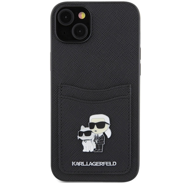 Husa pentru iPhone 15, Saffiano Cardslot, Karl Lagerfeld, Negru - 2 | YEO