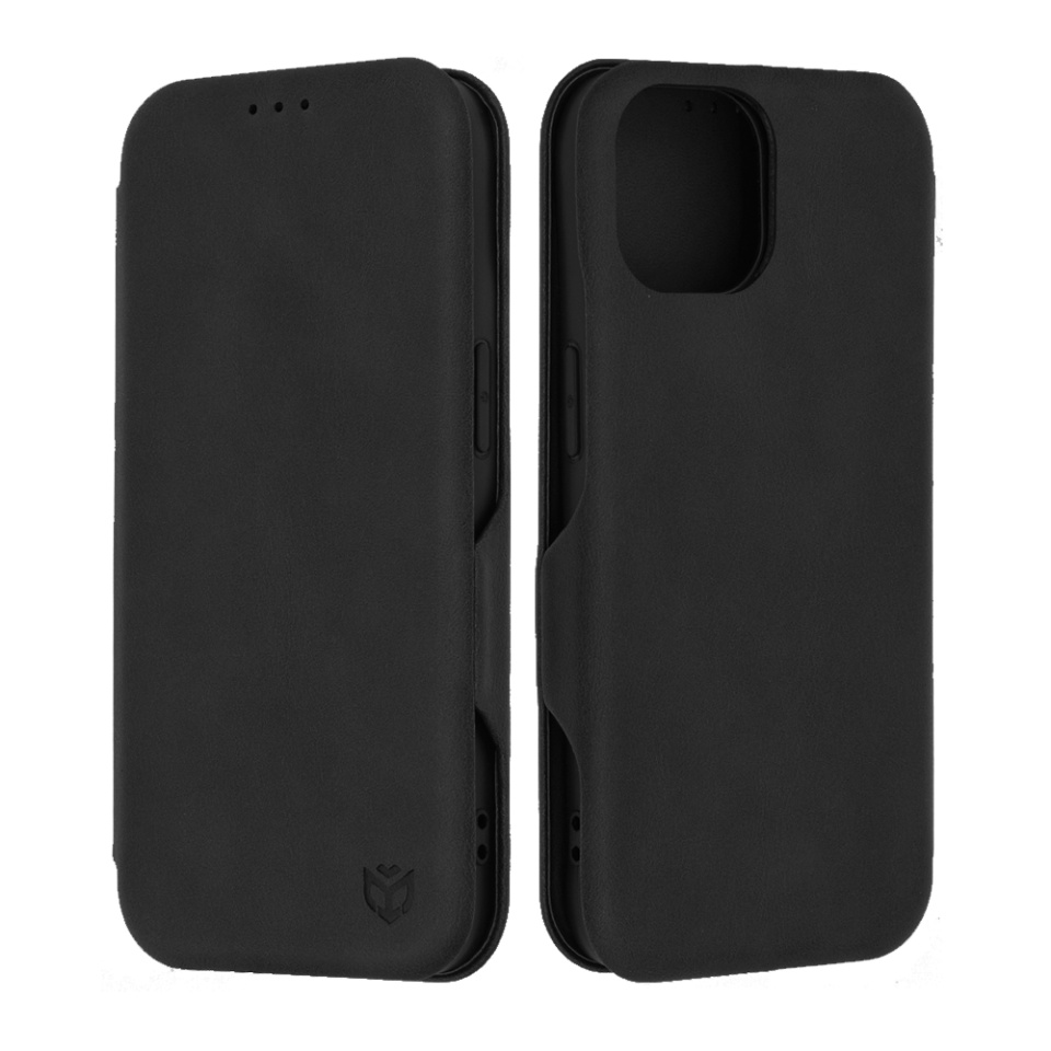 Husa pentru iPhone 15, SKYDDAR INNOVATION, Safe Wallet tip carte din Piele Ecologica, Suport Carduri, Inchidere Magnetica, Negru, set cu sticker