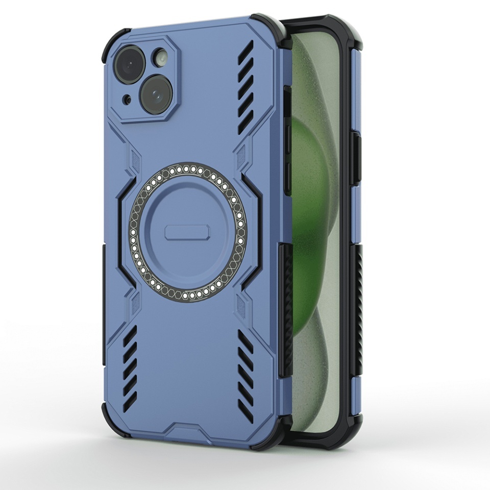 Husa pentru iPhone 15, SKYDDAR INOVATION, ArmorMag, Magsafe, set cu sticker, Albastru