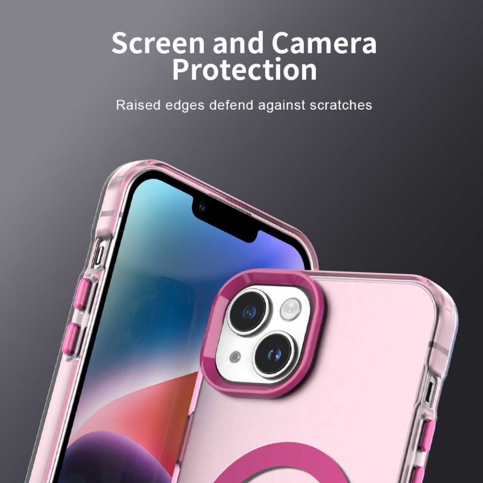 Husa pentru iPhone 15, SKYDDAR INOVATION, CandyCase, Magsafe, set cu sticker, Roz - 3 | YEO