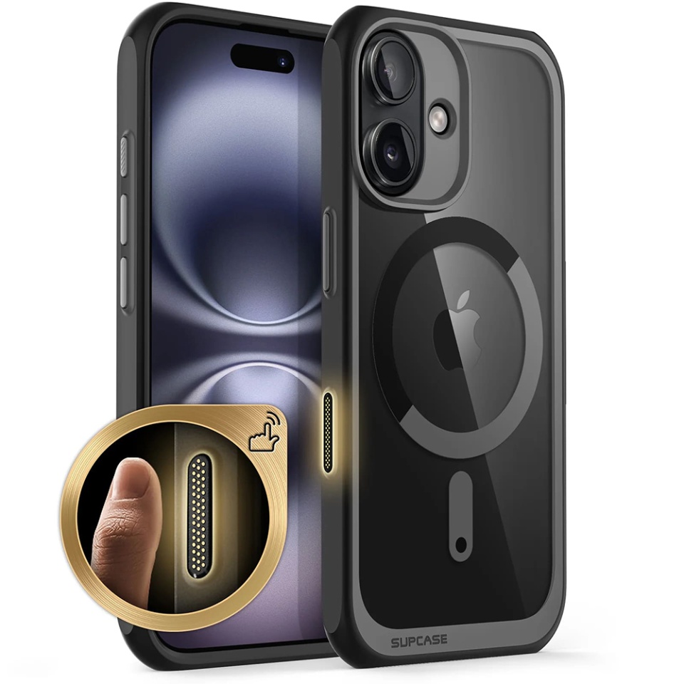 Husa pentru iPhone 16, Anti-Soc, Protectie Completa, Supcase Unicorn Beetle Slim Clear MagSafe - Negru
