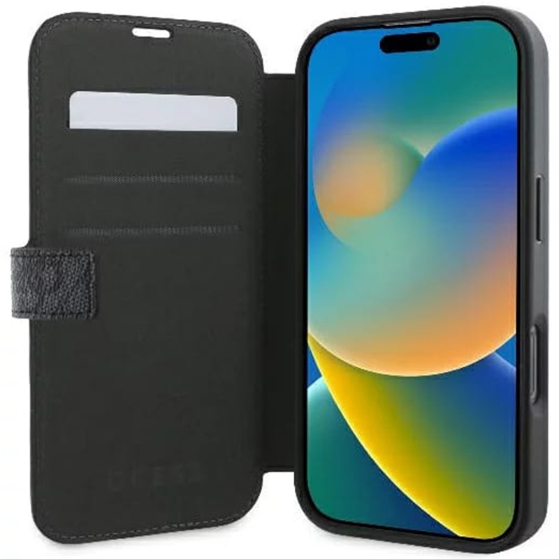 Husa pentru iPhone 16, Book, Guess - Negru - 1 | YEO