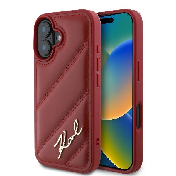 Husa pentru iPhone 16, Diagonal Quilted, Karl Lagerfeld, Rosu