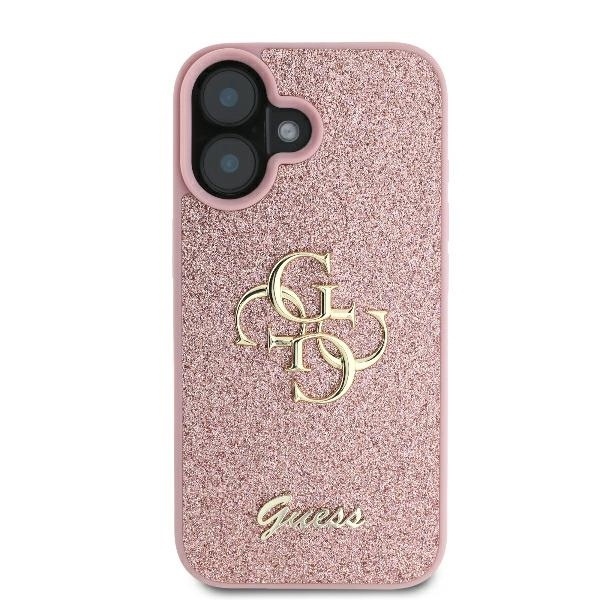 Husa pentru iPhone 16, Glitter Fixed Big 4G, Protectie Slim, Guess, Roz - 2 | YEO