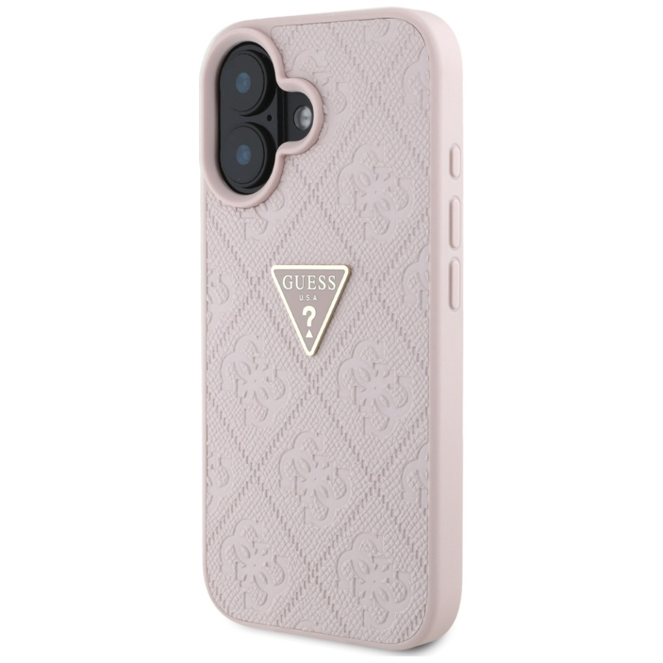 Husa pentru iPhone 16, Guess 4G Metal Logo, Protectie Slim, Compatibila, Roz - 1 | YEO