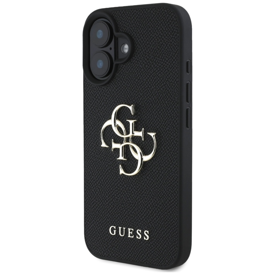 Husa pentru iPhone 16, Guess, Hardcase Grained Big 4G Logo Small Classic Logo, Protectie Slim, Negru - 1 | YEO