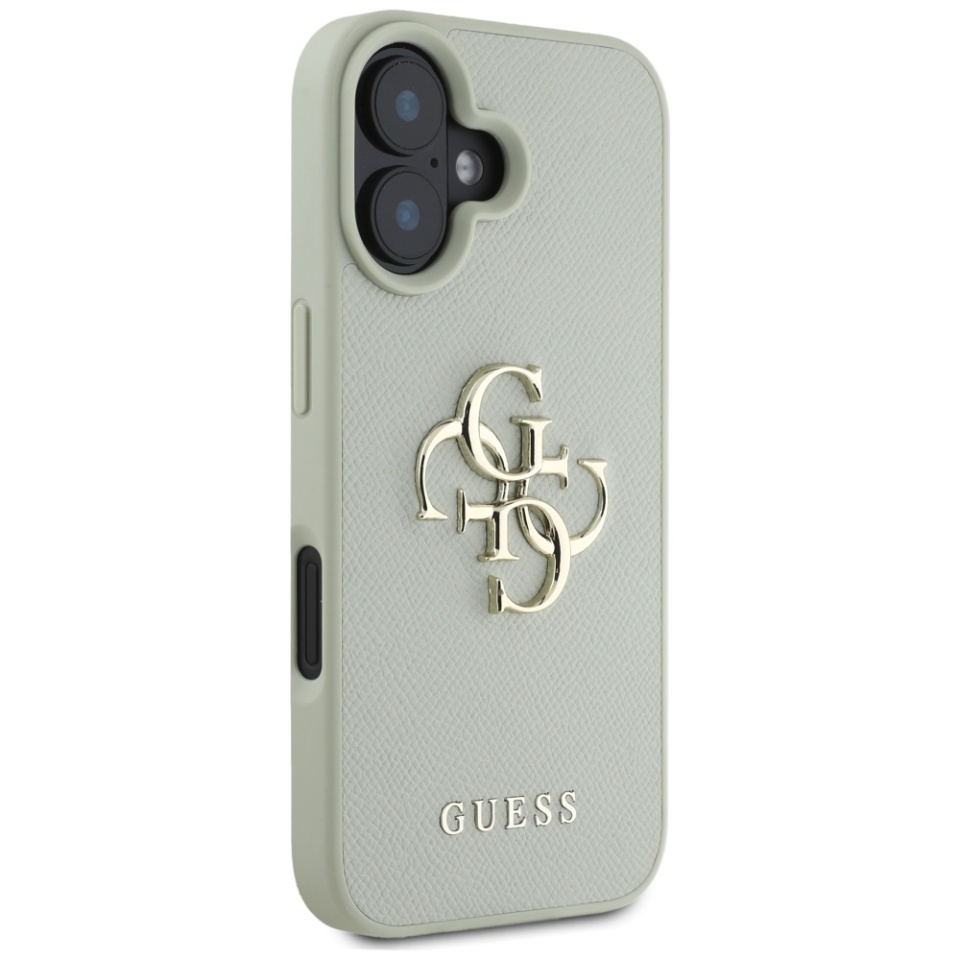 Husa pentru iPhone 16, Guess, Hardcase Grained Big 4G Logo Small Classic Logo, Protectie Slim, Verde - 3 | YEO